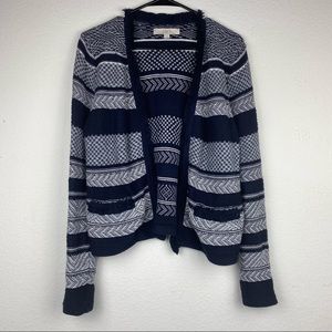 Ann Taylor Loft Navy Stripped Knit jacket SZ M